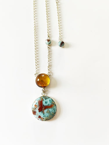 amber and larimar necklace