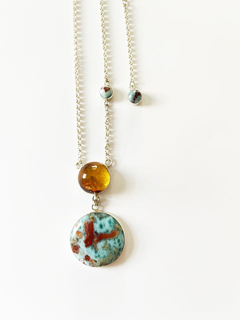 amber and larimar necklace