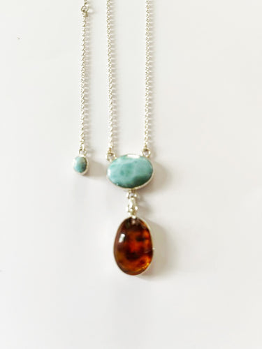 amber and larimar necklace